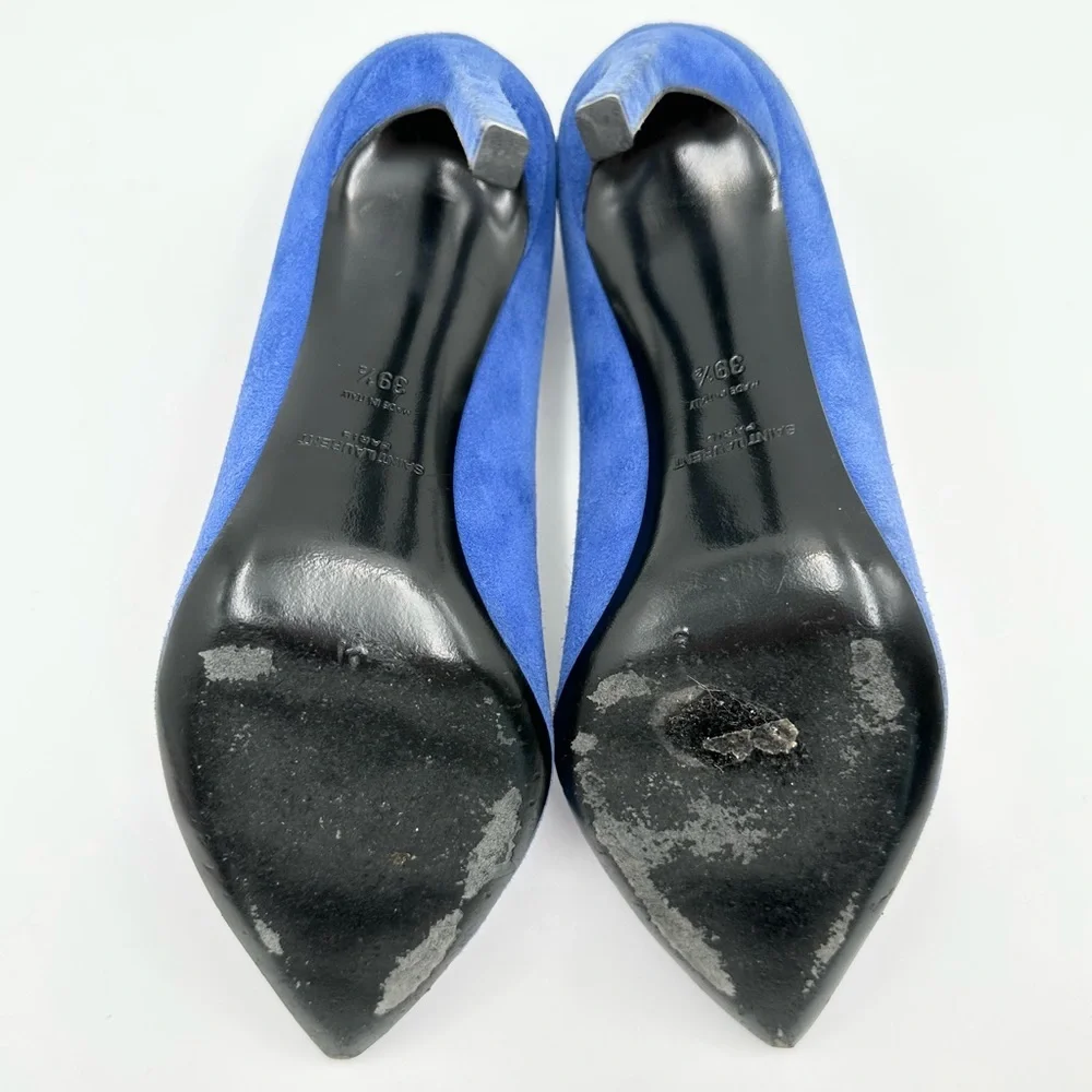 Saint Laurent Paris Pump 105 Blue Suede - Picture 10 of 11